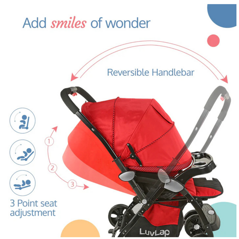LuvLap-Galaxy Baby Stroller with 5-Point Safety Harness, Cushioned Seat, Multi-Level Recline, Easy Fold, Lightweight for 0-3 Years