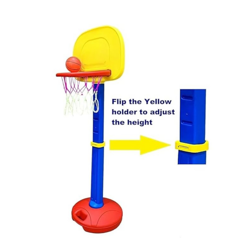 Ninos Kids Basketball Hoop Set, Height Adjustable up to 1.5 Metres, Multicolor with Red Base (Ball Not Included)