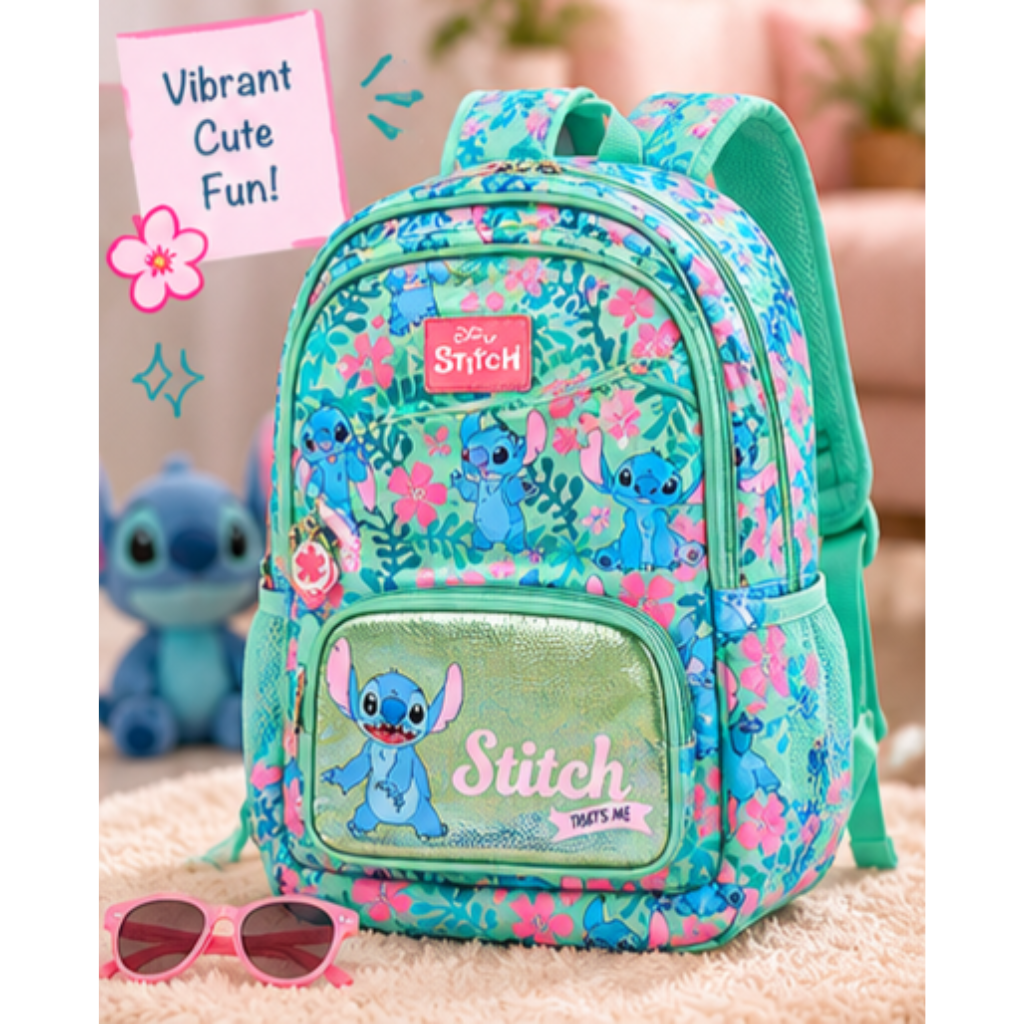 Kids Stitch School Backpack – Lightweight Multi-Pocket Travel & School Bag