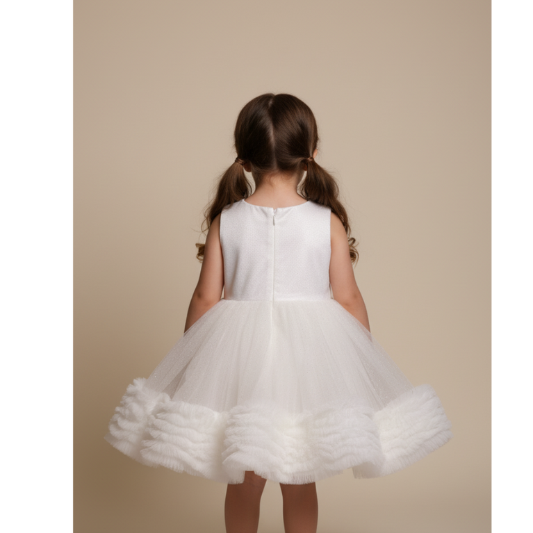 Ninos Embellished Party Wear Frock with 3D Heart Appliqué For Girls