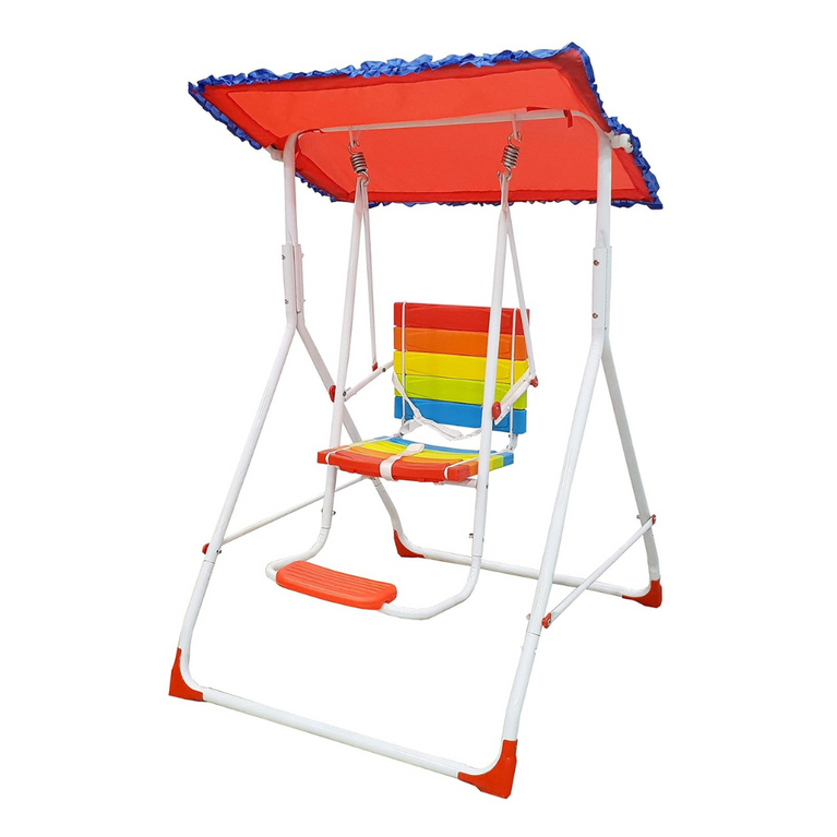 Sohum Children Rainbow Garden Comfy Swing with Canopy Roof for Kids Indoor Outdoor-Multicolour