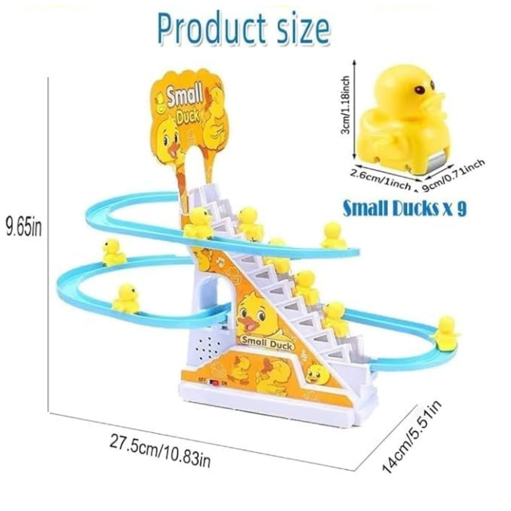 Nino's Duck Track Toy with Lights & Music – Stair Climbing Escalator Playset with 3 Ducks