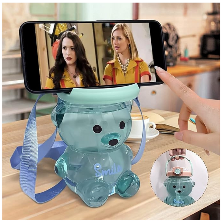 Ninos-Smile Portable Teddy Bear Water Bottle | Adjustable Strap and Secure Lock | 1000 ml