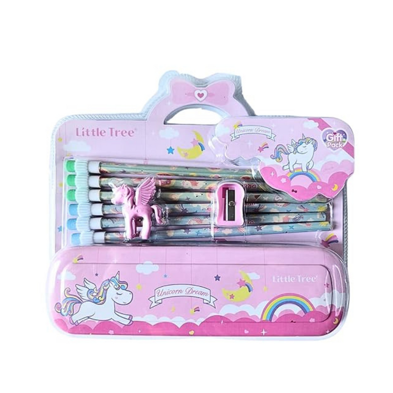 Unicorn Theme Pencils and Eraser Kit Set Of 18 - Multicolour