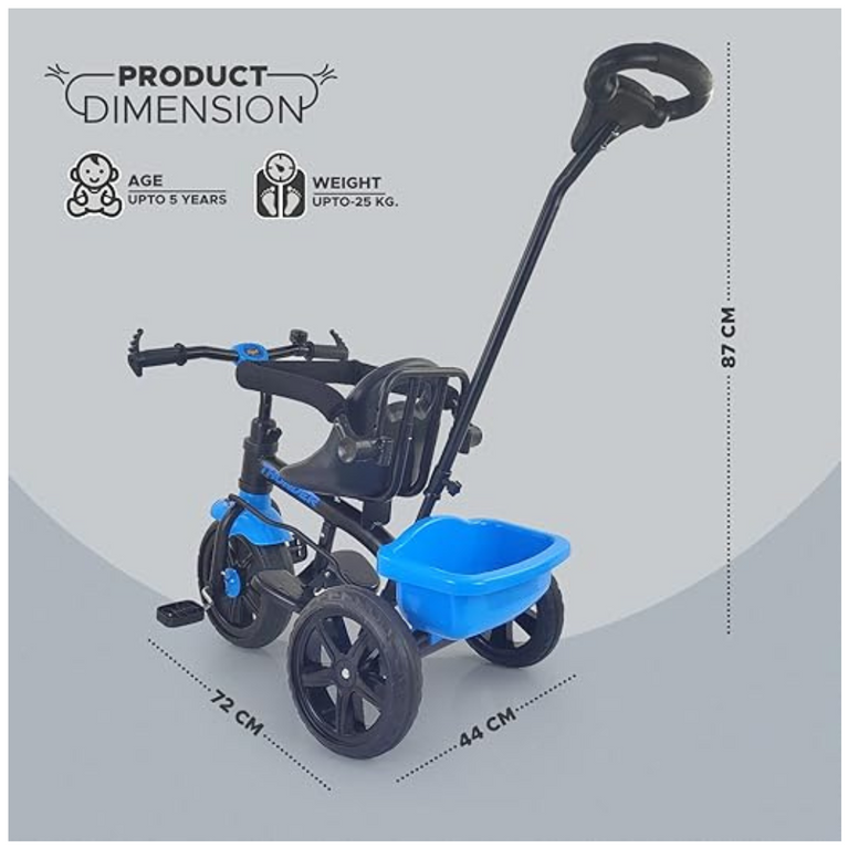 Dash Thunder 2 in 1 Tricycle for Kids with Parental Handle & Storage Basket