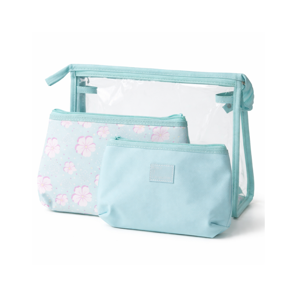 Ninos Worlds 3-in-1 Multipurpose Travel Pouch Set with Transparent Organizer