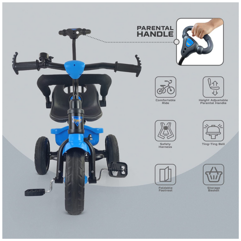 Dash Thunder 2 in 1 Tricycle for Kids with Parental Handle & Storage Basket