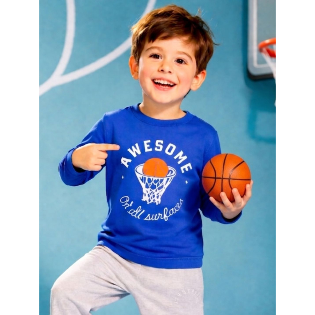 Ninos 100% Cotton Knit Full Sleeves "Awesome" Printed T-shirt and Pant Set for Boys