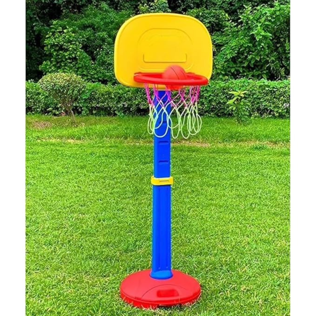 Ninos Kids Basketball Hoop Set, Height Adjustable up to 1.5 Metres, Multicolor with Red Base (Ball Not Included)