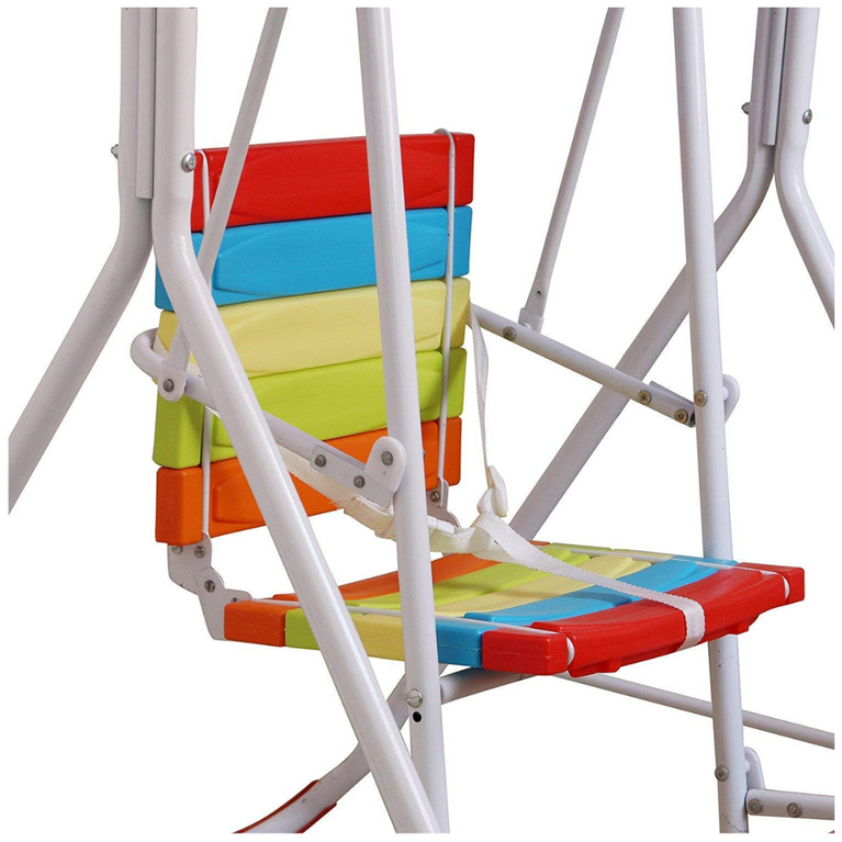 Sohum Children Rainbow Garden Comfy Swing with Canopy Roof for Kids Indoor Outdoor-Multicolour