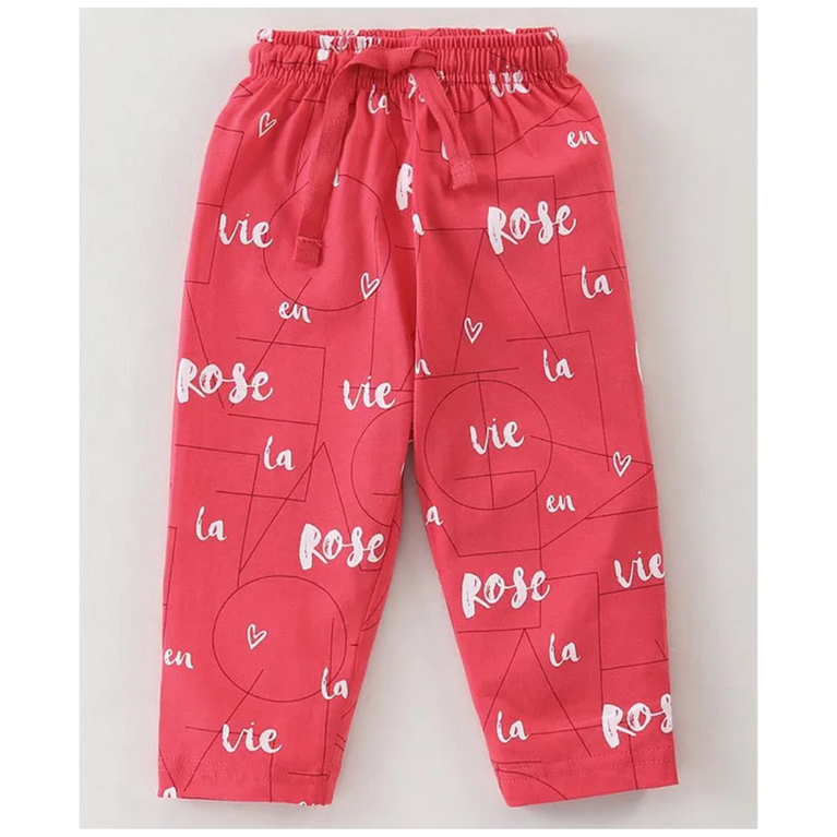 Doreme Single Jersey Knit Full Sleeves Night Suit With Shapes & Text Print