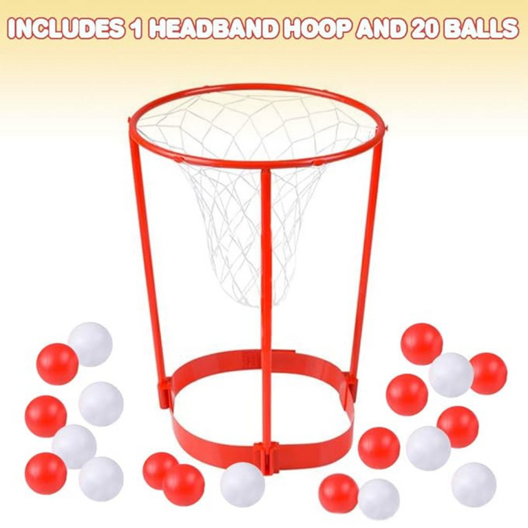 Awals Headband Hoop Ball Catch Game Toy with 10 Balls | Fun Party Favor for Kids | Red