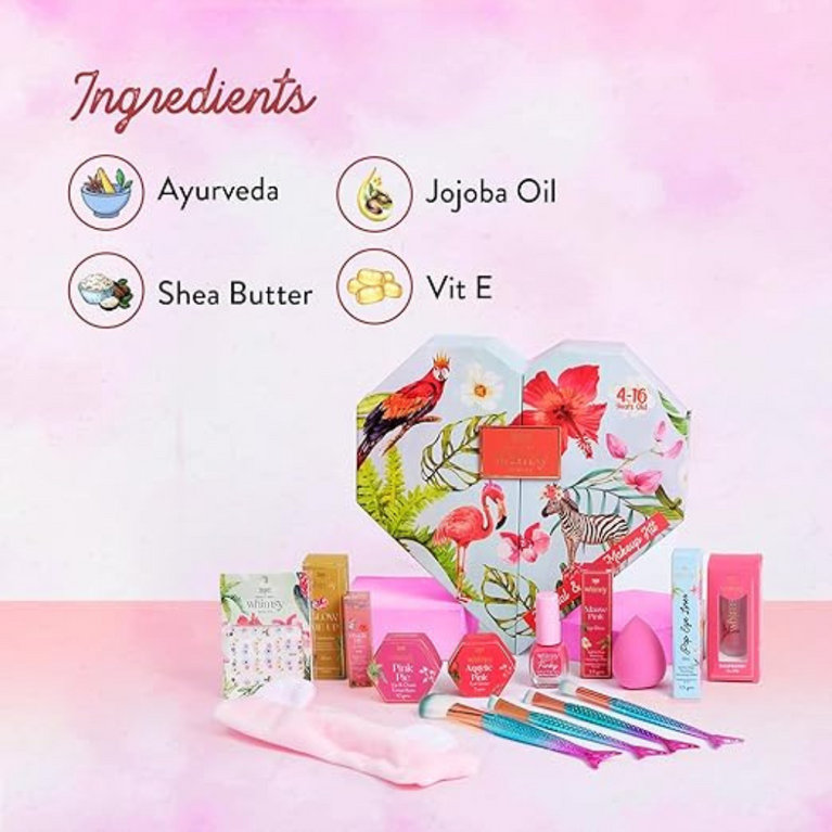 Whimsy 15-Piece Organic Makeup Kit for Kids, Preteens & Teen Girls ,Skin-Friendly Real Toy Makeup for Children