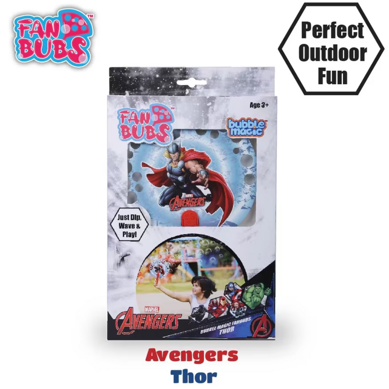 Bubble Magic Fan Bubs Thor Theme Bubble Solution For Kids of Age 3Y+, Multicolour