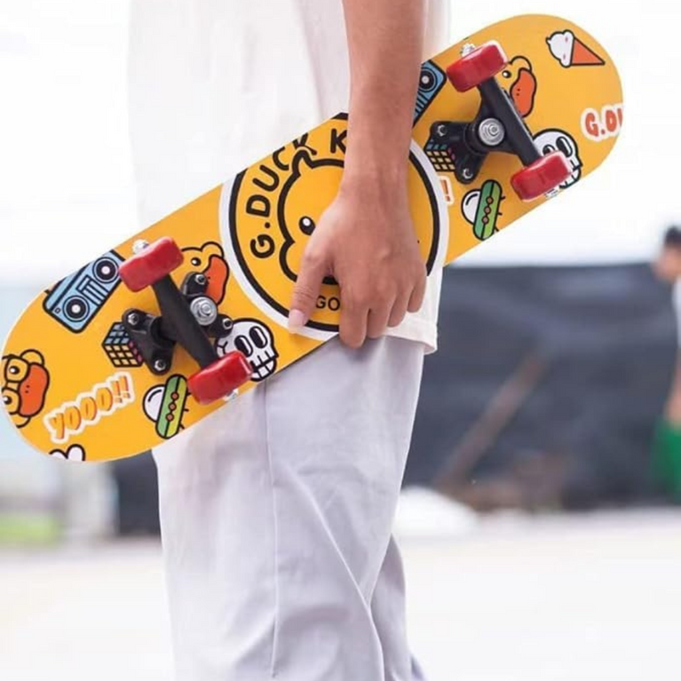 Ninos Worlds 7-Layer Maple Skateboard –Beginner Retro Longboard for Kids & Teens (Duck Rock Music)