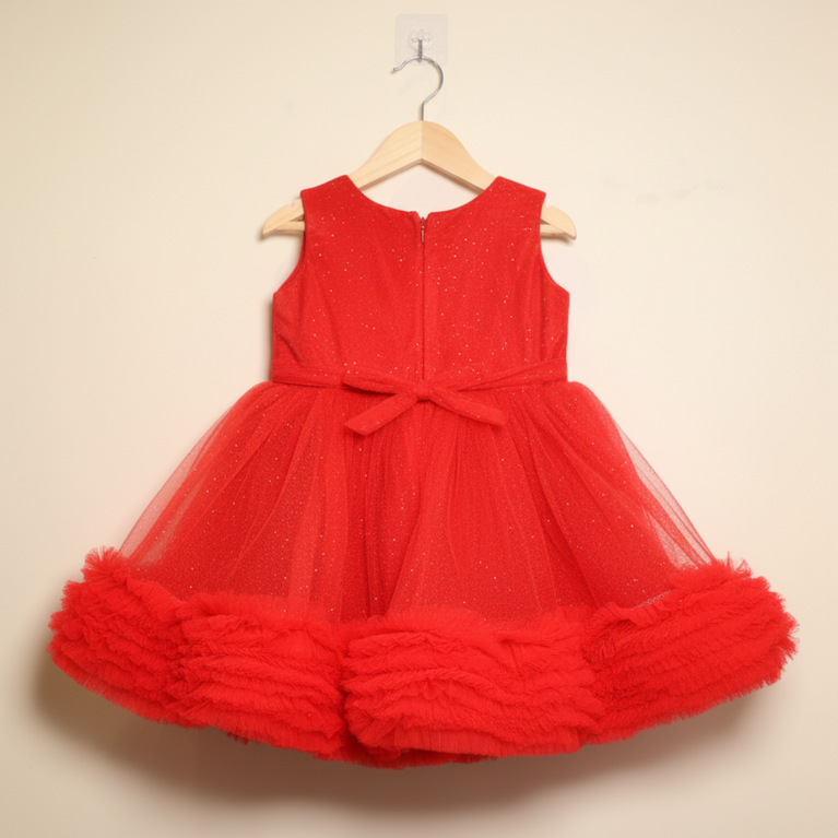 Ninos Embellished Party Wear Frock with 3D Heart Appliqué For Girls