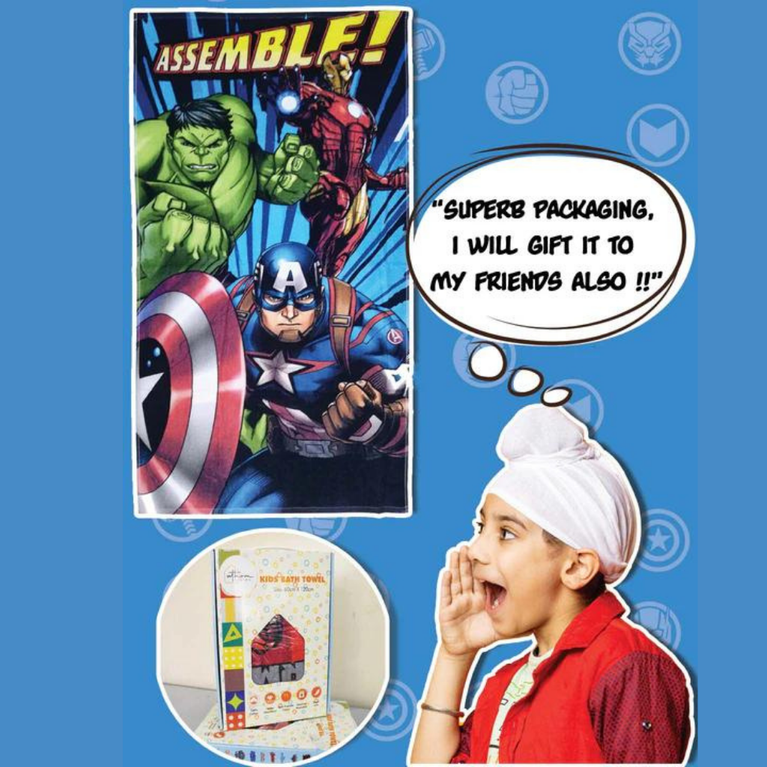 Sassoon -Avengers Theme printed Kids Bath towel