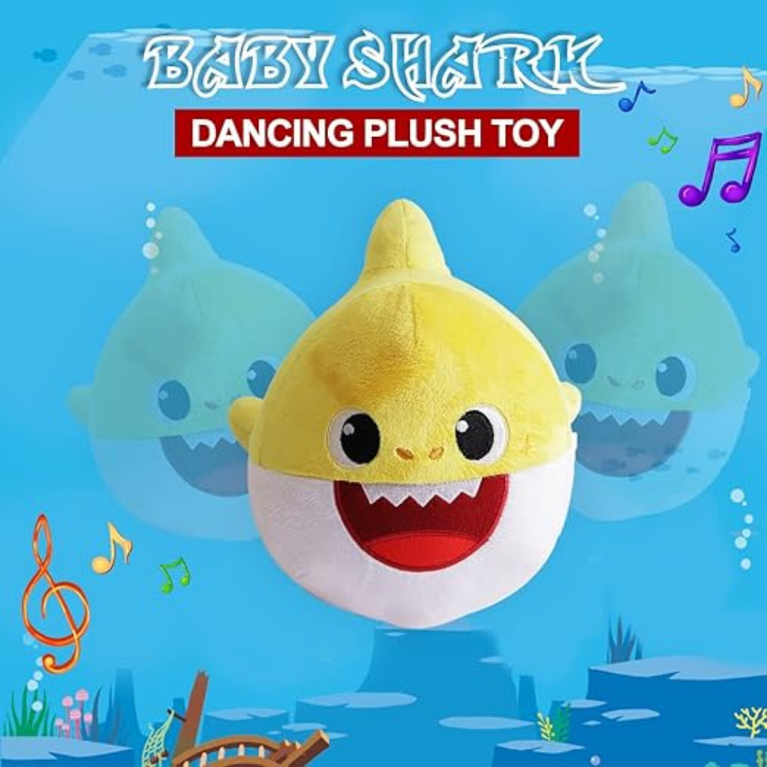 Baby Shark Plush Dance Along with Plush Toy for Kids 1 Year and Above (Yellow)