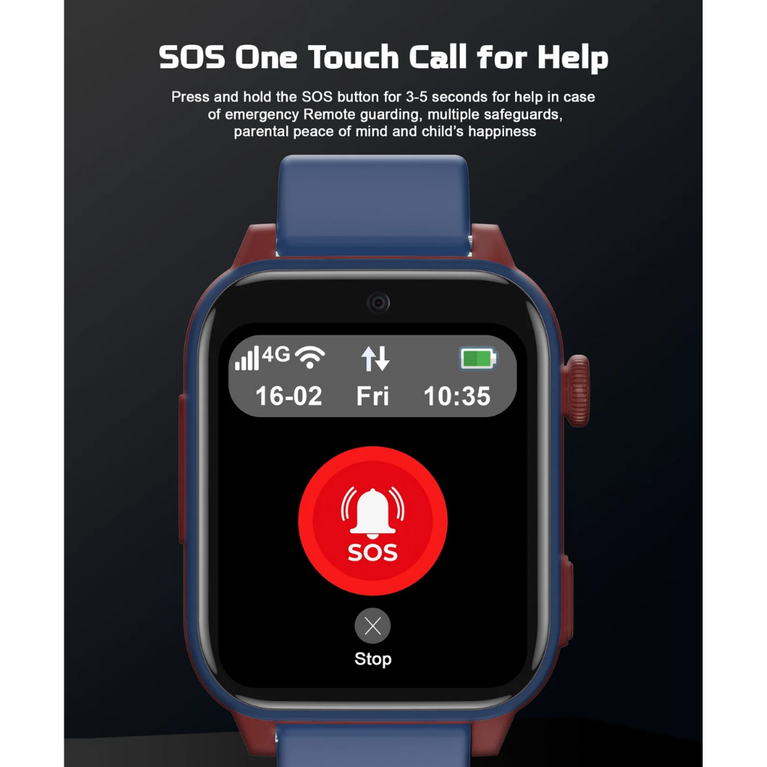 Spiky GNOME 4g Video & Voice Calling Smartwatch with LBS GPS-IPX7 - Blue