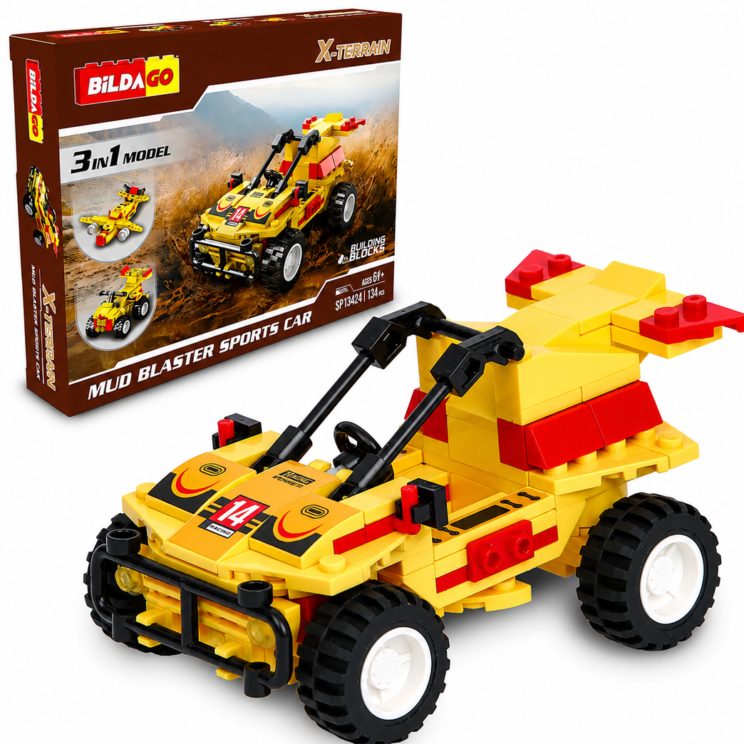 Bildago 3 in 1 X Terrain Mud Blaster Sports Car 134 Pieces - SP13424