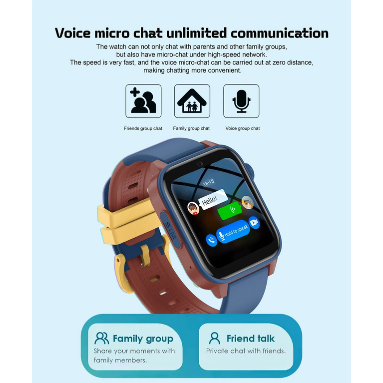 Spiky GNOME 4g Video & Voice Calling Smartwatch with LBS GPS-IPX7 - Blue