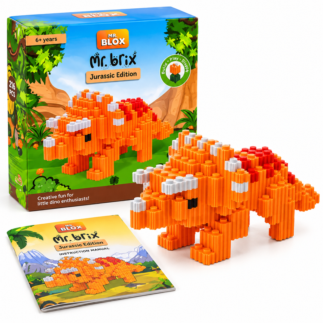 Mr. Blox Jurassic Edition Dinosaur Building Blocks Set for Kids 6+ | 410 Pieces