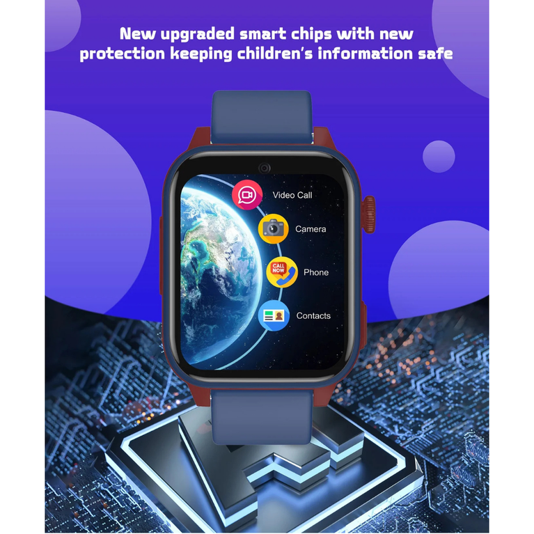 Spiky GNOME 4g Video & Voice Calling Smartwatch with LBS GPS-IPX7 - Blue