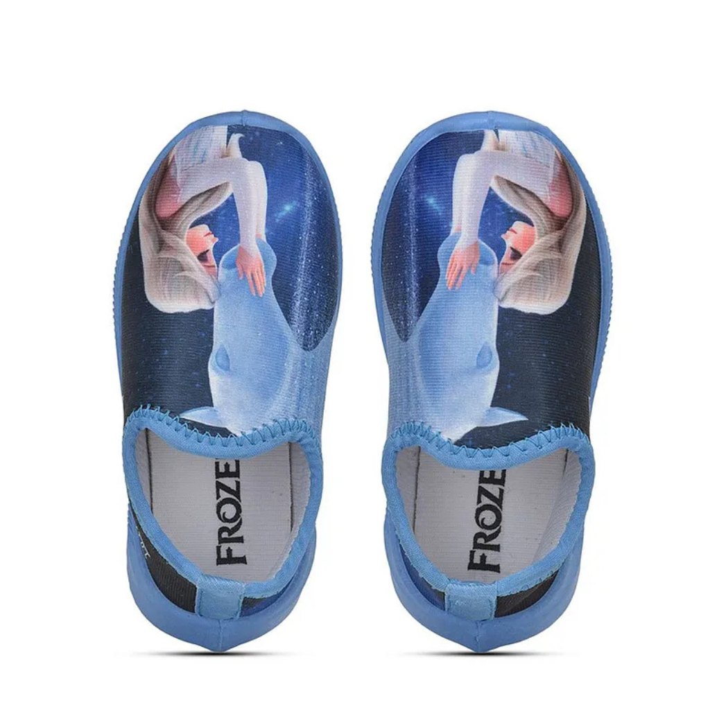 Toothless Disney Frozen Fearing Frozen Princess Printed Lycra Casual Shoes For Kids- Sky Blue