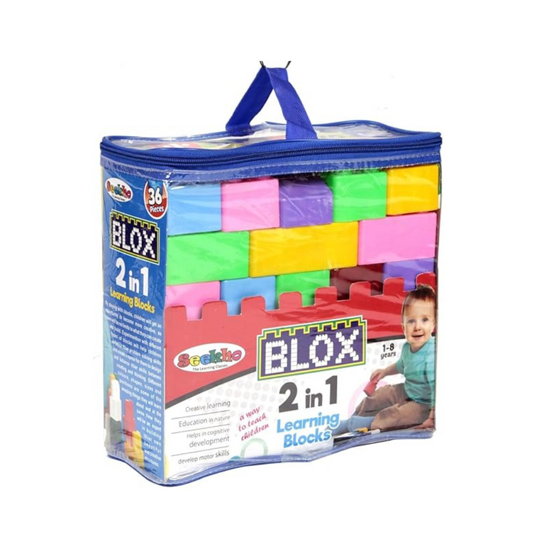 SEEKHO - 2 in 1 Learning Blocks Alphabet & Numbers includes multi-colour brick-sized blocks