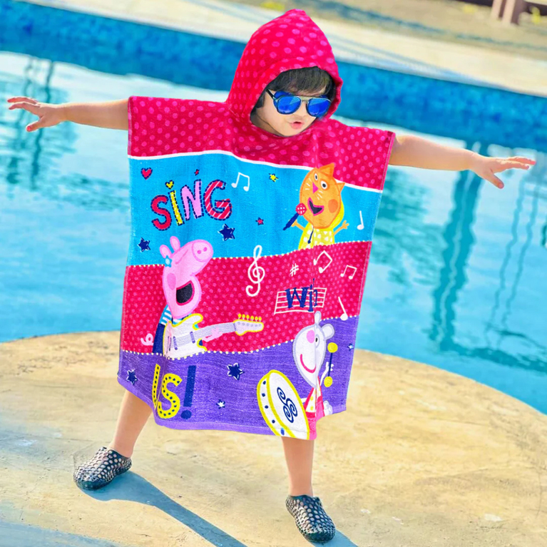 SASSOON Peppa Pig Kids Hooded Poncho in 400 GSM