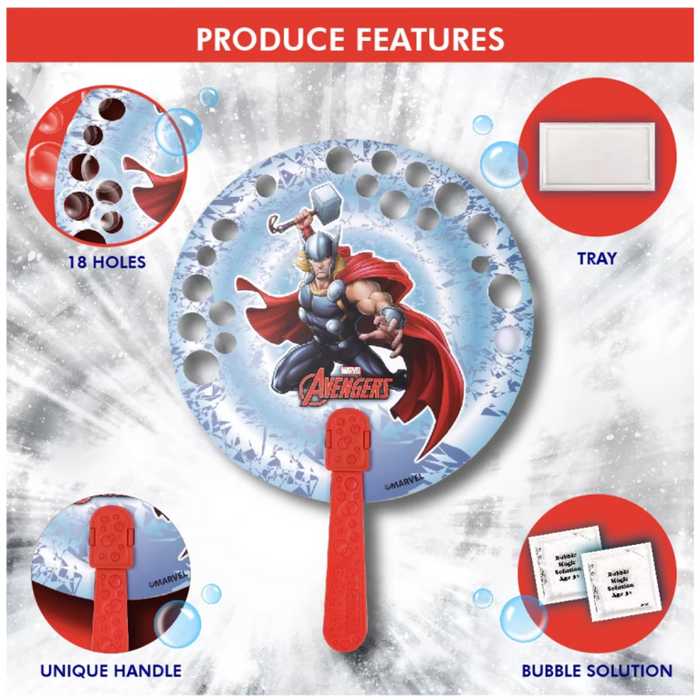 Bubble Magic Fan Bubs Thor Theme Bubble Solution For Kids of Age 3Y+, Multicolour