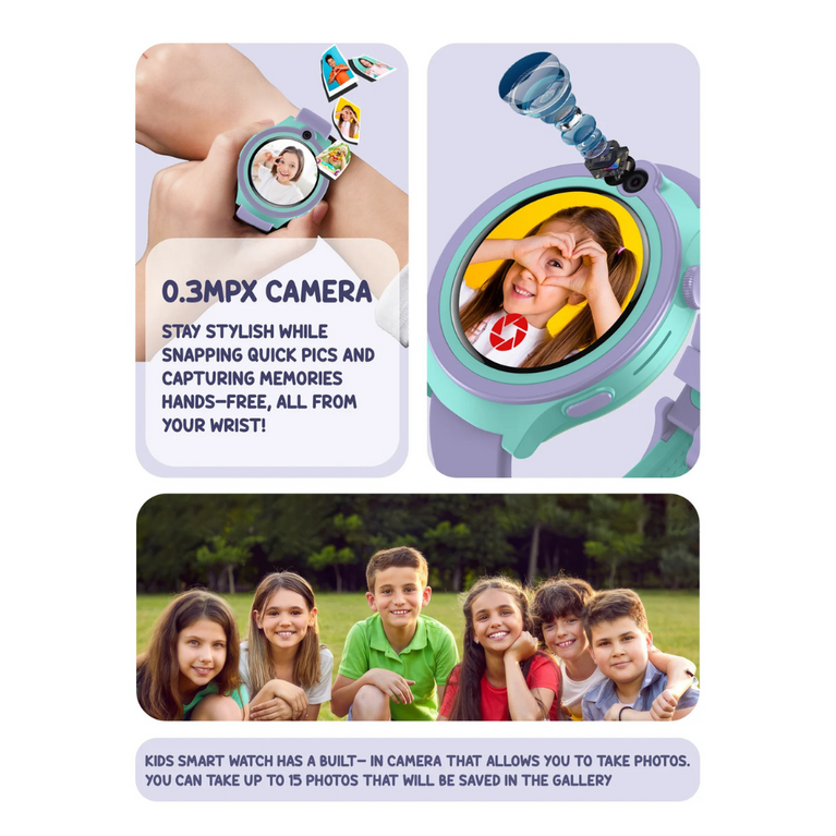 Spiky Cacus 4g Video & Voice Calling Smartwatch with GPS-IPX7 - Purple