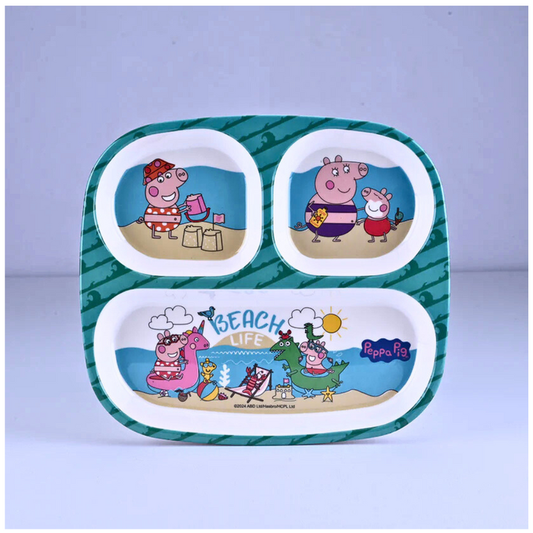 Servewell Peppa Pig Theme 3 Section Plate with Fork & Spoon - Multicolor
