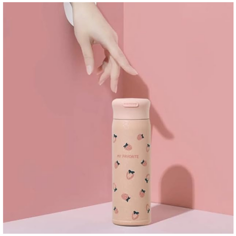 Double Walled Insulated Stainless-Steel Water Bottle 420 ml (Pink Color)