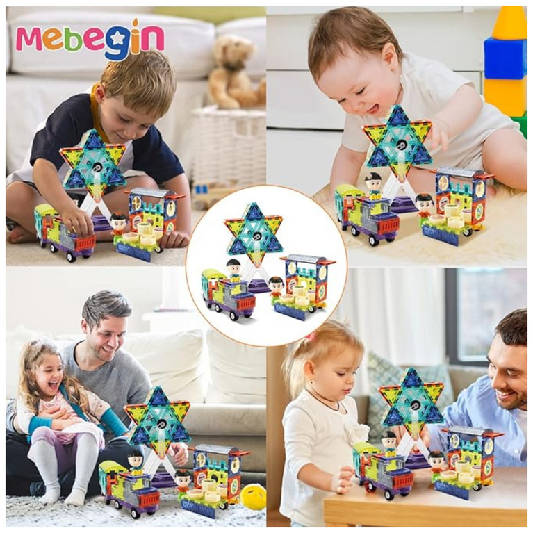100-Piece 3D Building Blocks Magnetic Tiles ,Unlock Creativity With Master Builders Set-Multicolor