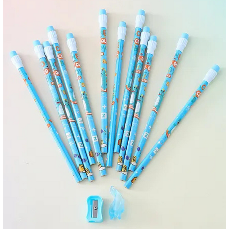 Dino Theme HB Pencils With Sharpener and Pencil Grip ,High-quality Lead, Break-Resistance- 14 Pieces