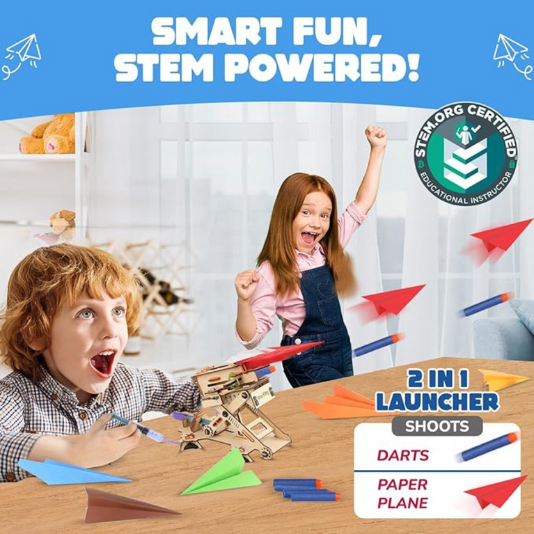 Smartivity 2-in-1 Hydraulic Aeroplane & Dart Launcher DIY Toy for Kids (6-14 Years)