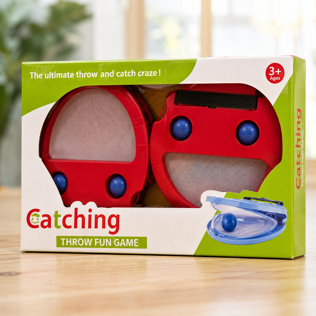 Catch & Throw Fun Game Set with Ball | Hand-Eye Coordination Outdoor & Indoor Sports Toy | Interactive Toss & Catch Game for Boys & Girls (3+ Years) – Red