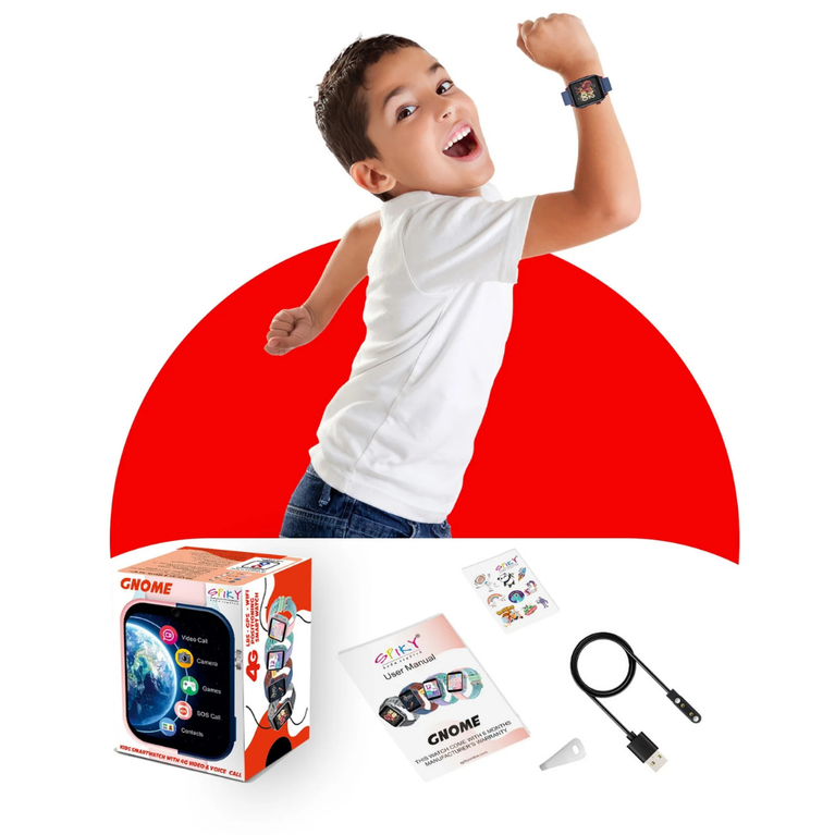 Spiky GNOME 4g Video & Voice Calling Smartwatch with LBS GPS-IPX7 - Blue