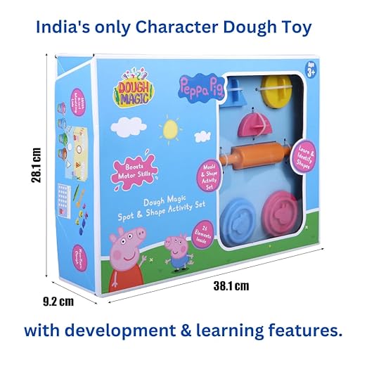 Dough Magic Peppa Pig Spot & Shape Activity Set With Moulding Lid |Water based Soft Dough