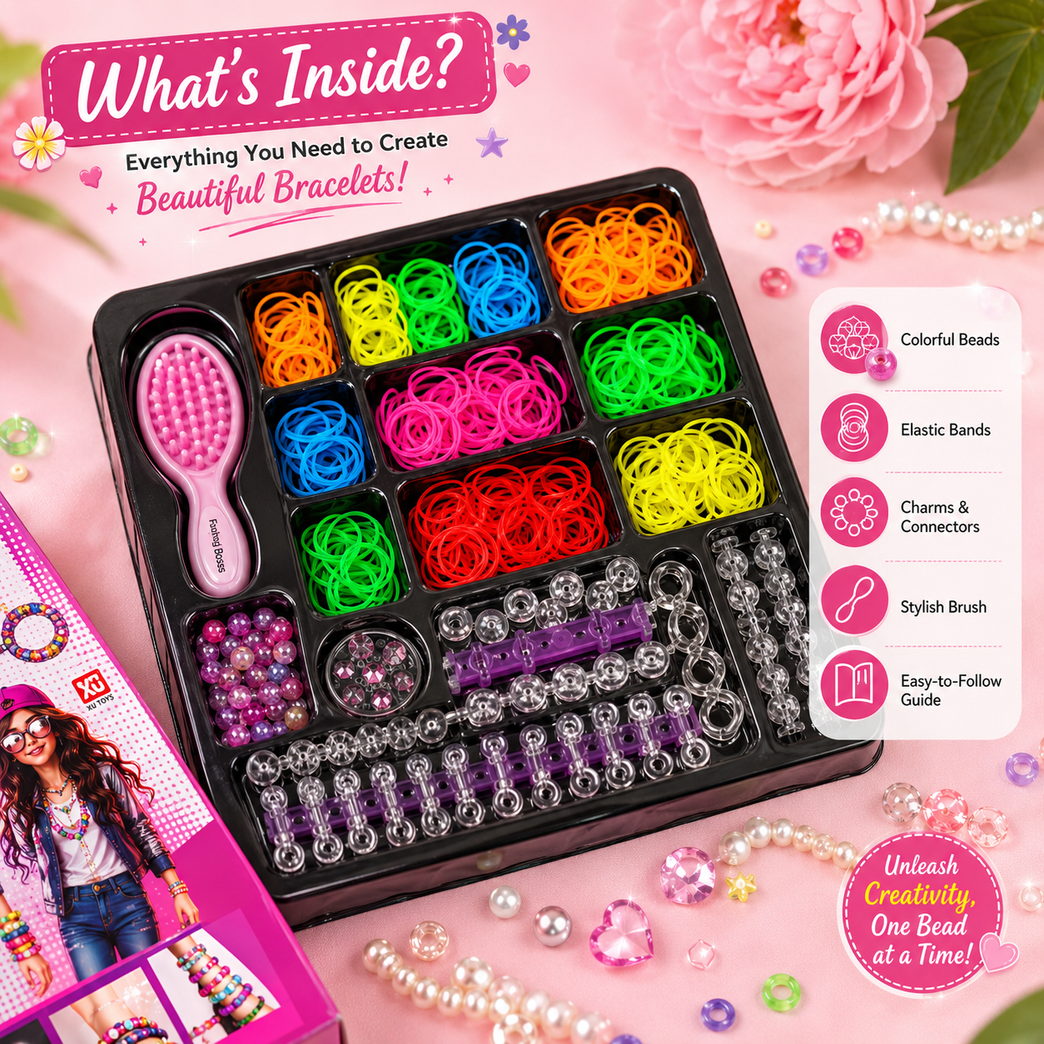 DIY Beads & Bracelet Making Kit for Kids | Fashion Bosse Jewelry Craft Set
