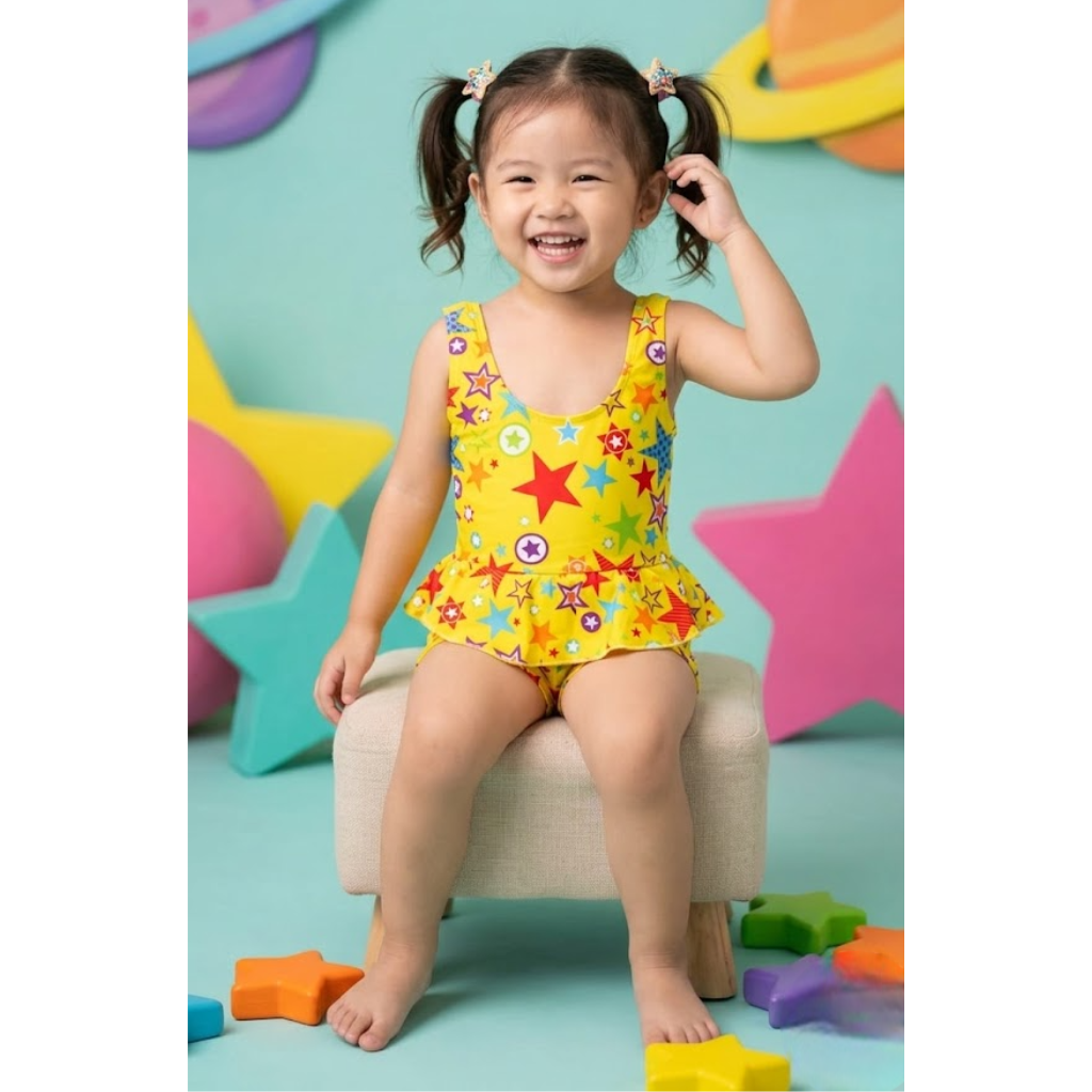 Ninos Kids Swimwear Set Girls Soft Comfortable Summer Beach Wear Cute Printed Swimming Dress