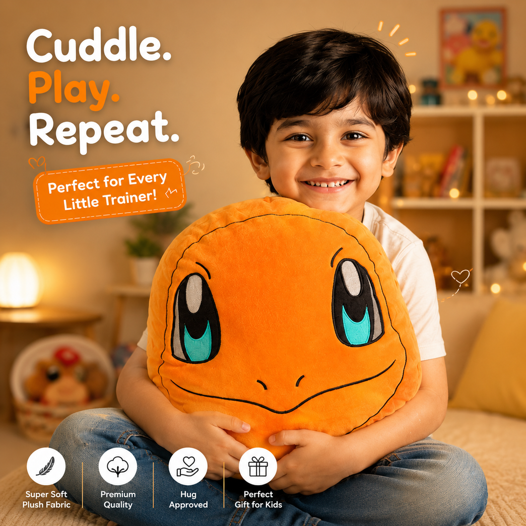 Cute Orange Character Plush Cushion – Ultra Soft Hug Pillow for Kids