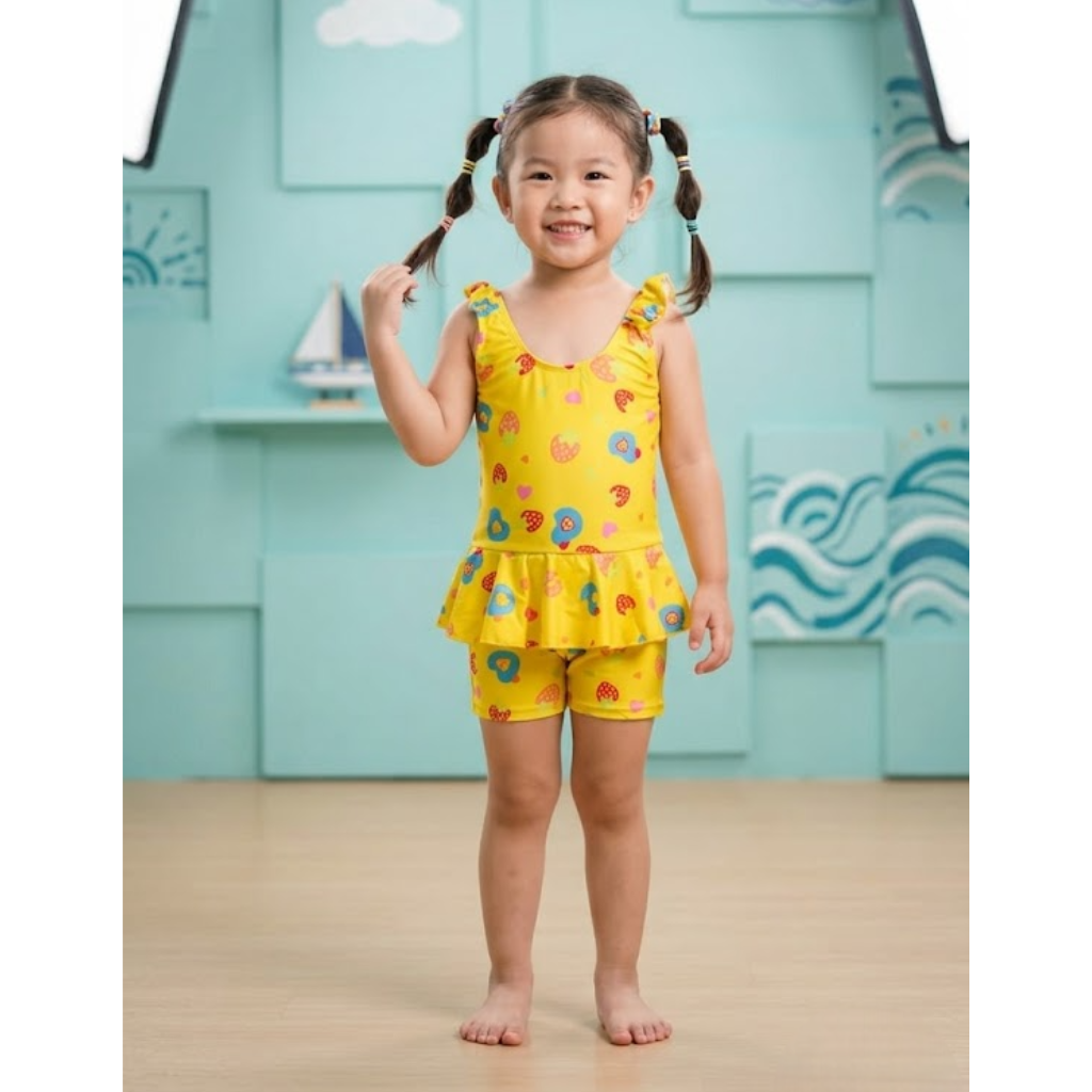 Ninos Kids Swimwear Set Girls Soft Comfortable Summer Beach Wear Cute Printed Swimming Dress