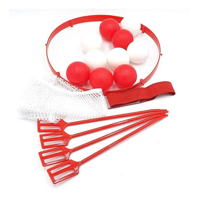 Awals Headband Hoop Ball Catch Game Toy with 10 Balls | Fun Party Favor for Kids | Red