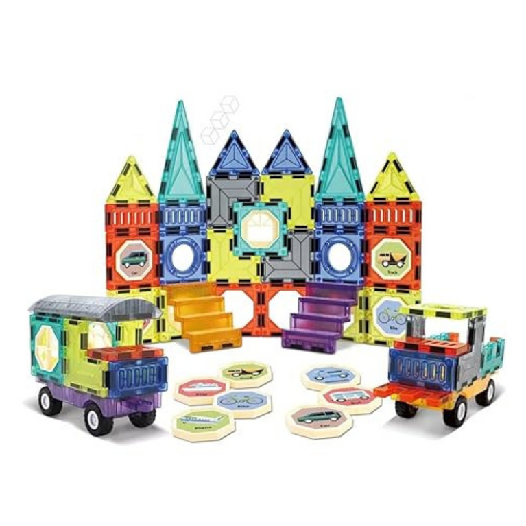 71-Piece 3D Building Blocks Magnetic Tiles ,Unlock Creativity With Master Builders Set-Multicolor
