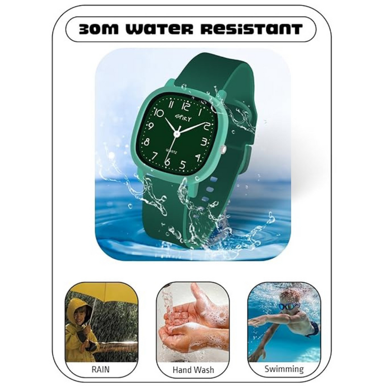 SPIKY Premium Square Casual Analogue Wrist Watches for Boys & Girls - Green