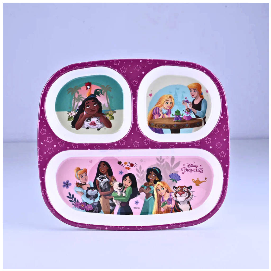 Servewell Princess Theme 3 Section Plate with Fork & Spoon - Multicolor