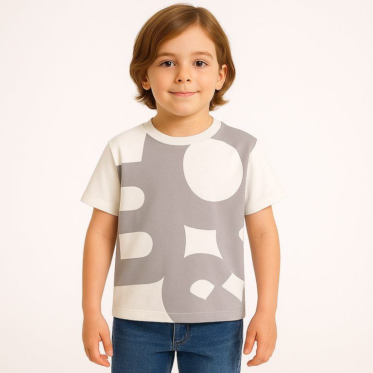 HBOSS- Kids Cotton Knit Half Sleeves Crew Neck T-Shirt with Boss Text Print , 2-11 years