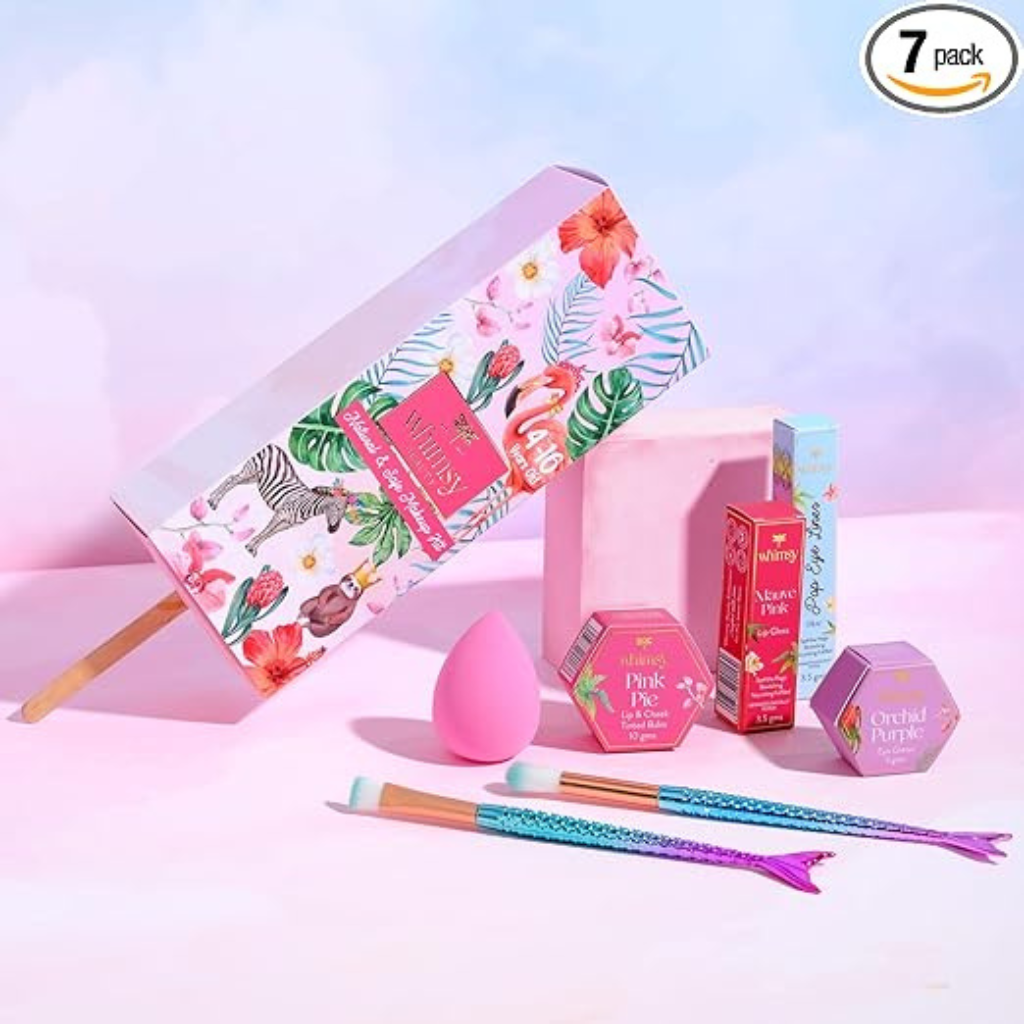 Whimsy 7-Piece Organic Makeup Kit for Girls & Teens |Real & Skin-Friendly Beauty Set for Kids 4-16 years